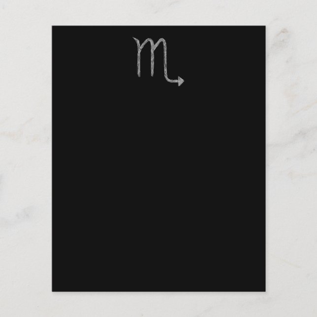 Scorpio. Zodiac Astrology Sign. Black. (Front)
