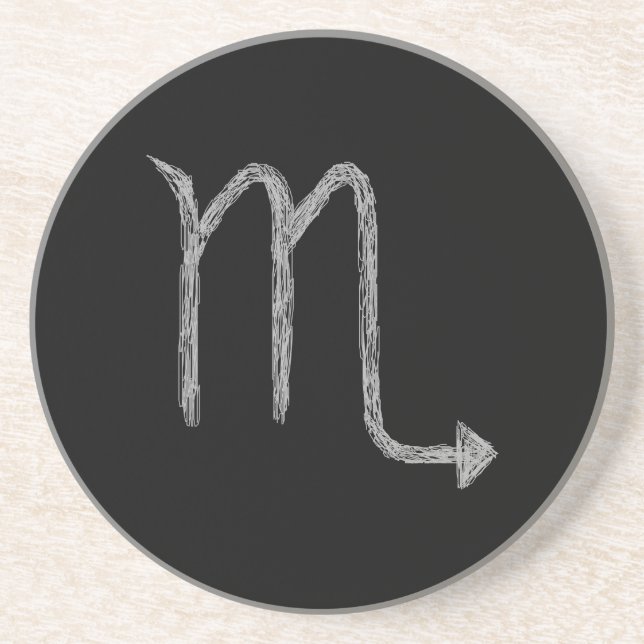 Scorpio. Zodiac Astrology Sign. Black. Coaster (Front)