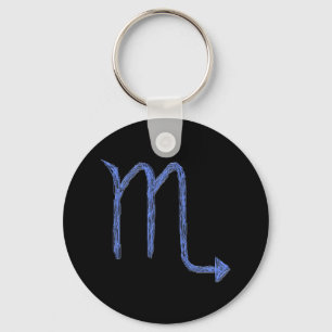 Scorpio. Zodiac Astrology Sign. Blue. Key Ring