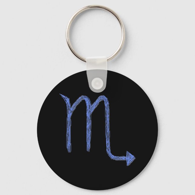 Scorpio. Zodiac Astrology Sign. Blue. Key Ring (Front)