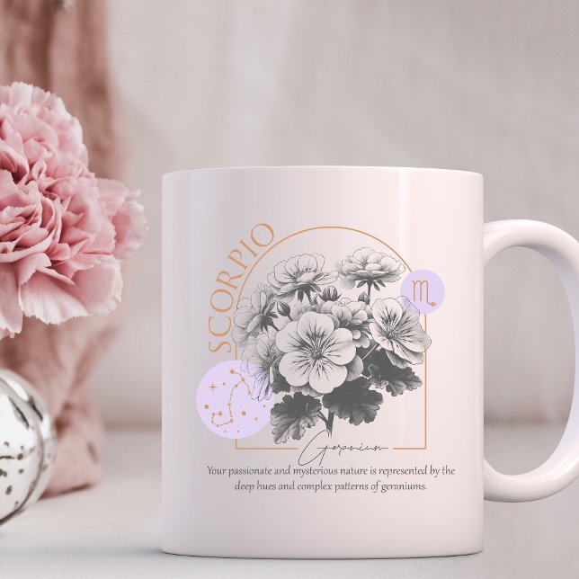 Scorpio zodiac birth flower month birthday  coffee mug (scorpio mug)