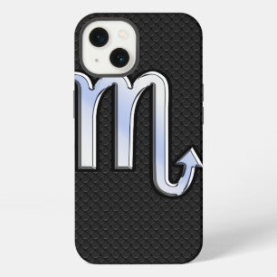 Scorpio Zodiac chrome like on black snake skin iPhone 13 Case