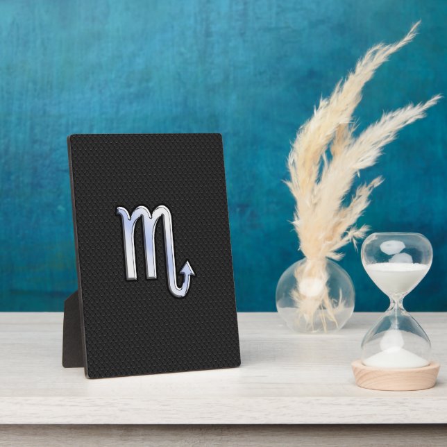 Scorpio Zodiac chrome like Sign black snake skin Plaque (Side)