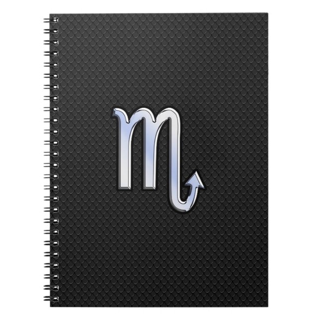 Scorpio Zodiac chrome like Sign black snake skin Spiral Notebook (Front)