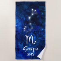 Scorpio Zodiac Constellation Blue Galaxy Monogram