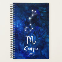 Scorpio Zodiac Constellation Blue Galaxy Monogram