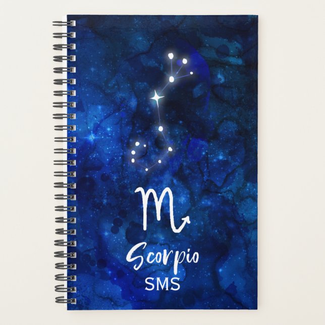 Scorpio Zodiac Constellation Blue Galaxy Monogram Planner (Front)