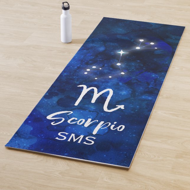 Scorpio Zodiac Constellation Blue Galaxy Monogram Yoga Mat (In Situ)