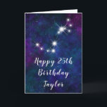 Scorpio Zodiac Constellation Happy Birthday Card<br><div class="desc">This cosmic and celestial birthday card can be personalised with a name or title such as mum, daughter, granddaughter, niece, friend etc. The design features the Scorpio zodiac constellation on a dark blue and purple watercolor galaxy background with scattered stars. The text combines handwritten script and modern serif fonts for...</div>