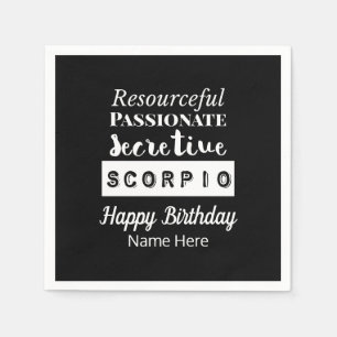 Scorpio Zodiac Fun Characteristics Birthday Napkin