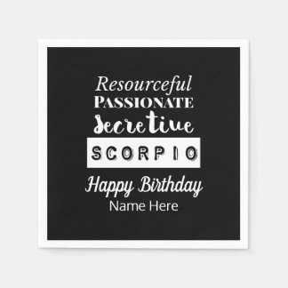 Scorpio Zodiac Fun Characteristics Birthday Napkin