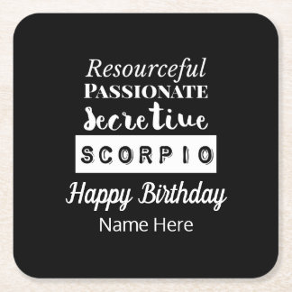 Scorpio Zodiac Fun Characteristics Birthday Square Paper Coaster