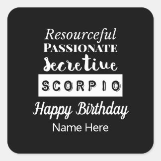 Scorpio Zodiac Fun Characteristics Birthday Square Sticker