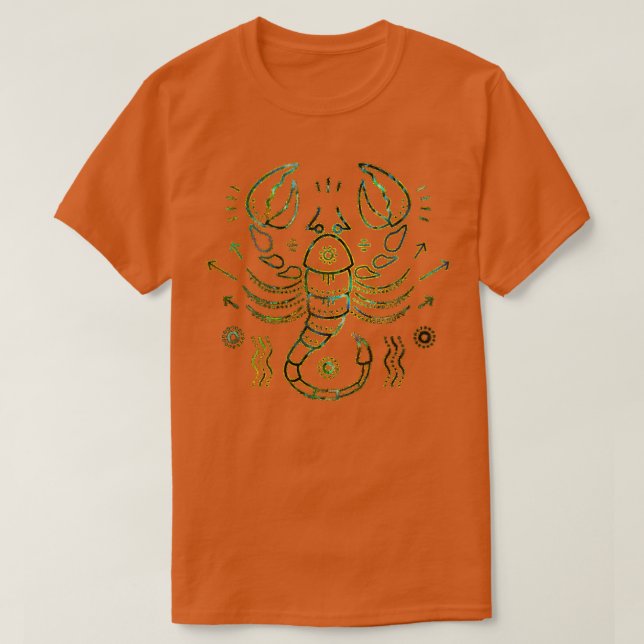 Scorpio Zodiac Gold Abalone on Constellation  T-Shirt (Design Front)