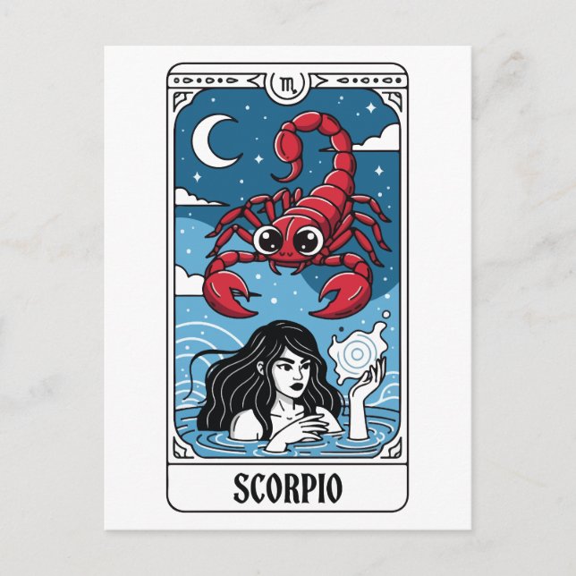 Scorpio Zodiac Illustration Tarot Style Postcard (Front)