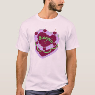 Scorpio Zodiac Pastel Heart Birthday Cake T-Shirt