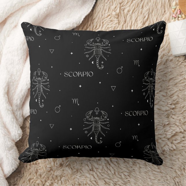 Scorpio Zodiac Pattern in White and Black Cushion (Blanket)
