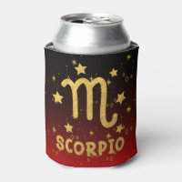 Scorpio Zodiac Red and Gold Can Cooler