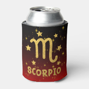Scorpio Zodiac Red and Gold Can Cooler