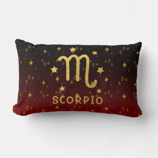 Scorpio Zodiac Red and Gold Lumbar Pillow
