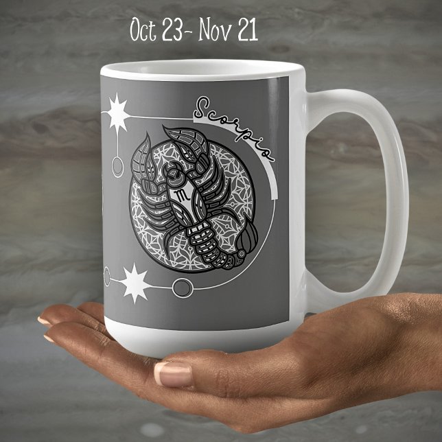 Scorpio Zodiac Sign Astrology Mandala Black White Coffee Mug (Creator Uploaded)