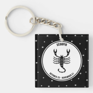 Scorpio Zodiac Sign, Black & White Keychain
