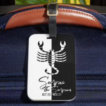 Scorpio Zodiac Sign Black & White Luggage Tag