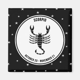 Scorpio Zodiac Sign, Black & White Magnet