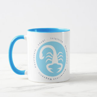 Scorpio Zodiac Sign Blue and White Mug