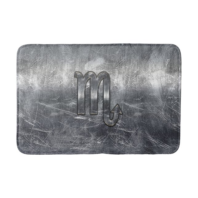 Scorpio Zodiac Sign in Grunge Distressed Style Bath Mat (Front)