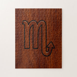 Scorpio Zodiac Sign in Mahogany Style Decor Jigsaw Puzzle