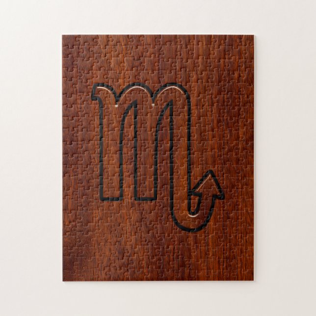 Scorpio Zodiac Sign in Mahogany Style Decor Jigsaw Puzzle (Vertical)