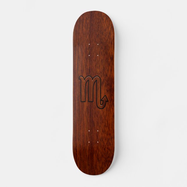 Scorpio Zodiac Sign in Mahogany Style Decor Skateboard (Front)