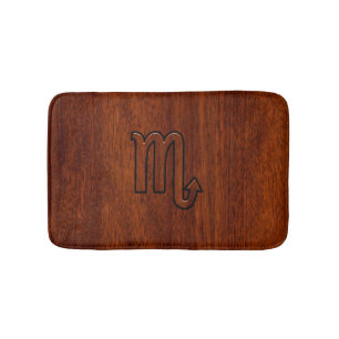 Scorpio Zodiac Sign in Rich Mahogany Style Bath Mat