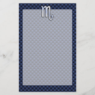 Scorpio Zodiac Sign navy blue carbon fibre decor Stationery