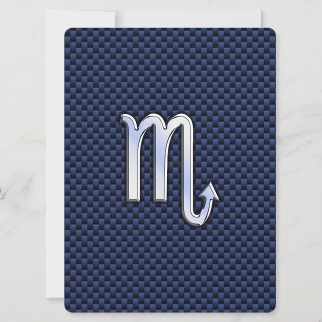 Scorpio Zodiac Sign navy blue carbon fibre print (Front)