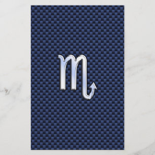 Scorpio Zodiac Sign navy blue carbon fibre print Flyer