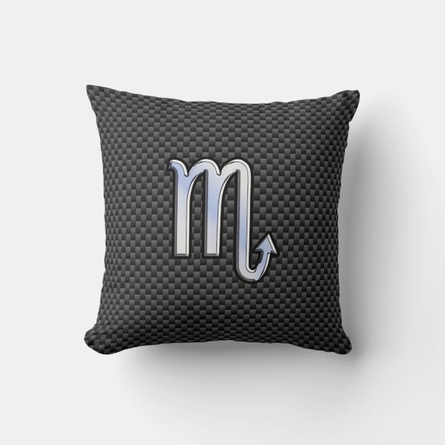 Scorpio Zodiac Sign on Carbon Fibre Decor Cushion (Front)
