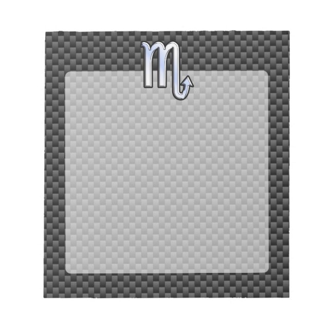 Scorpio Zodiac Sign on Carbon Fibre Decor Notepad (Front)
