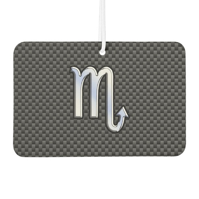 Scorpio Zodiac Sign on Carbon Fibre Print Car Air Freshener (Front)
