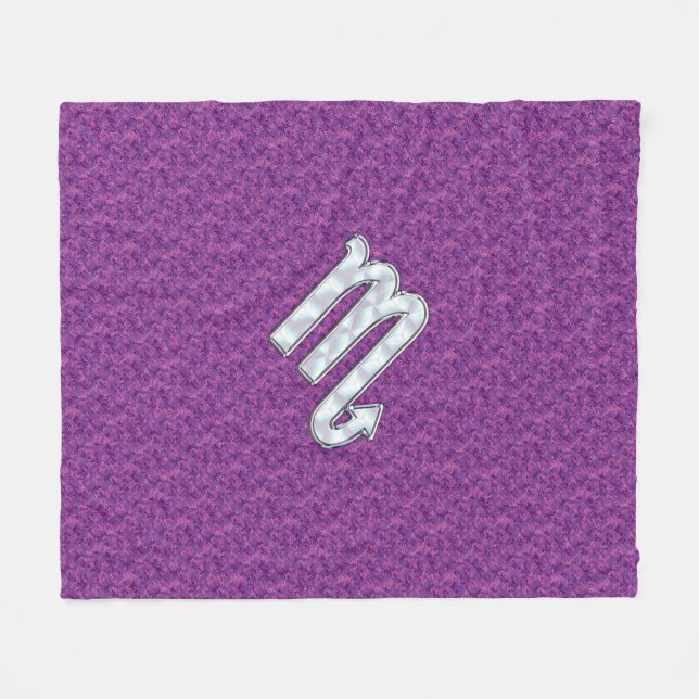 Scorpio Zodiac Sign on Fuchsia Digital Camo Fleece Blanket (Front (Horizontal))