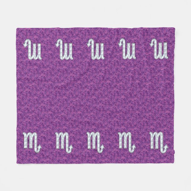 Scorpio Zodiac Sign on Fuchsia Digital Camo Fleece Blanket (Front (Horizontal))