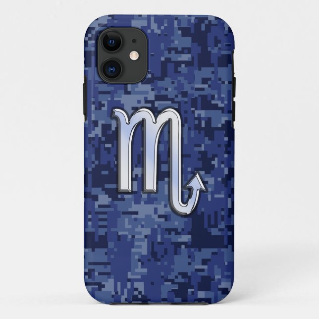 Scorpio Zodiac Sign on Navy Blue Camo Case-Mate iPhone Case (Back)