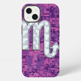 Scorpio Zodiac Sign on Pink Fuchsia Digital Camo iPhone 13 Case