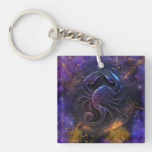 Scorpio Zodiac Sign Watercolor Design Key Ring