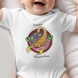 Scorpio Zodiac Sign Whimsical Astrology Cartoon Baby Bodysuit