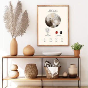 Scorpio Zodiac Sign with Birthstone Poster