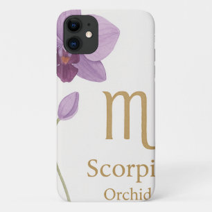 Scorpio Zodiac Sign with Orchid Flowers iPhone Cas Case-Mate iPhone Case
