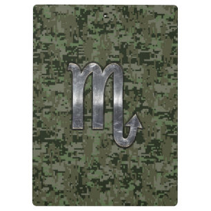 Scorpio Zodiac Sign Woodland Digital Camo Clipboard