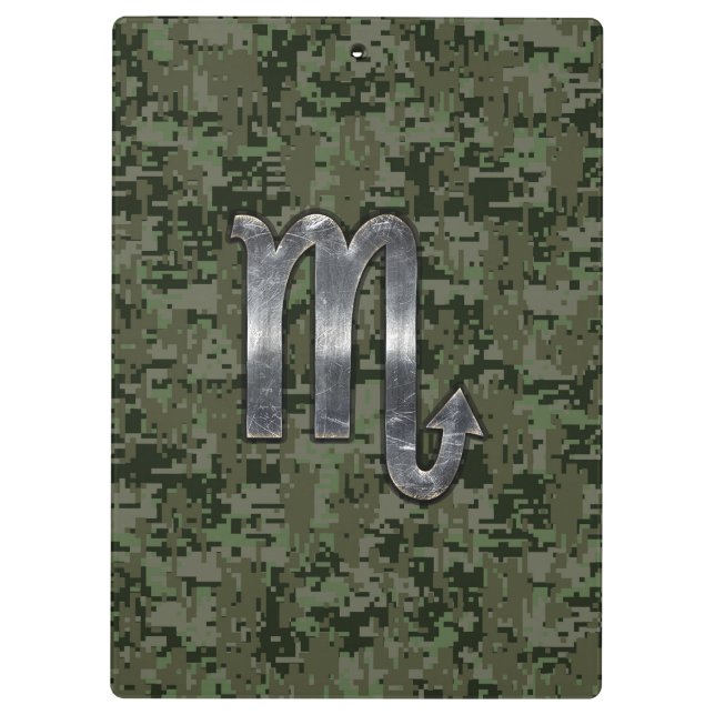 Scorpio Zodiac Sign Woodland Digital Camo Clipboard (Back)